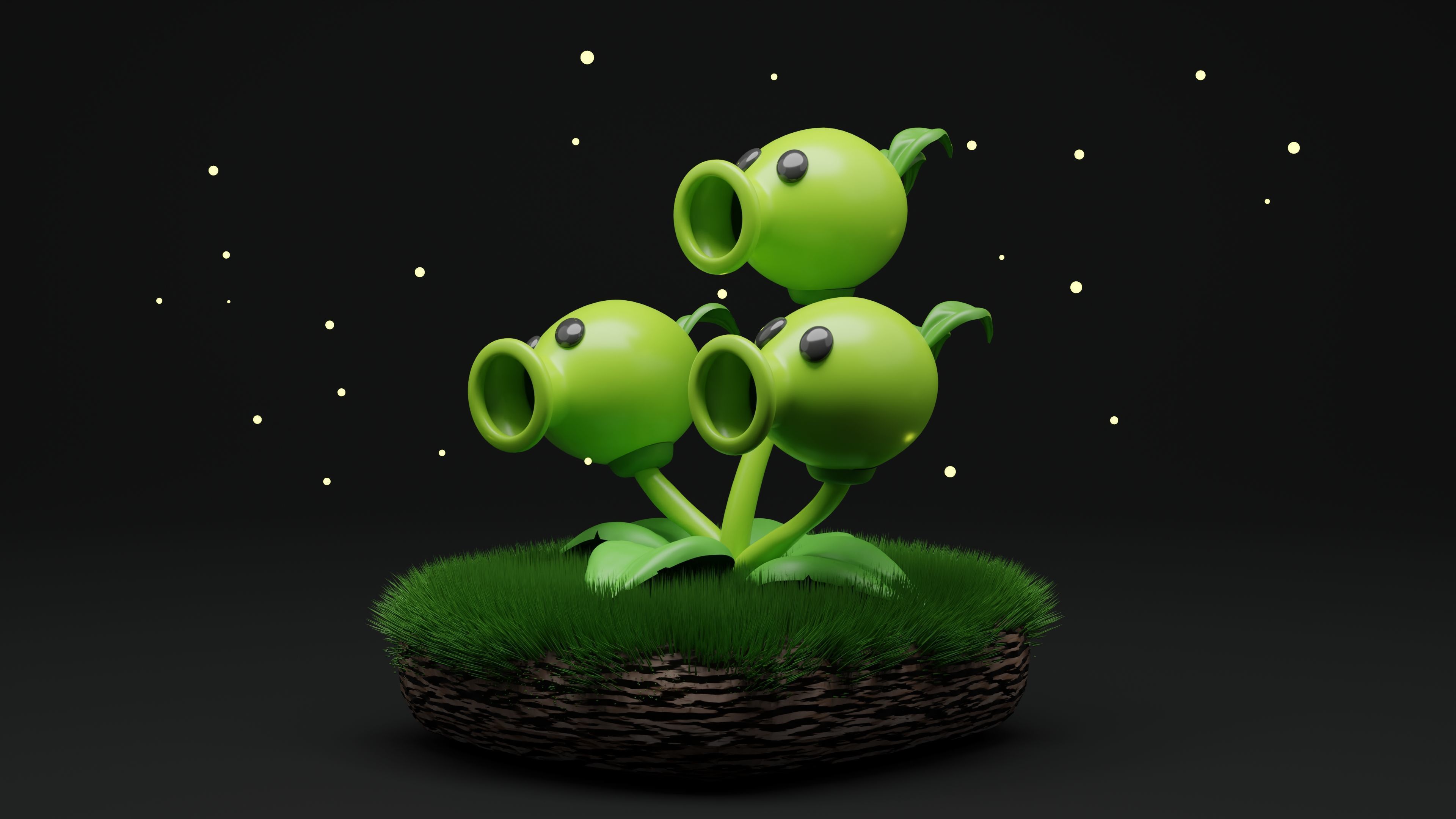 ThreePeater Plants Vs Zombies Low-poly 3D model_3