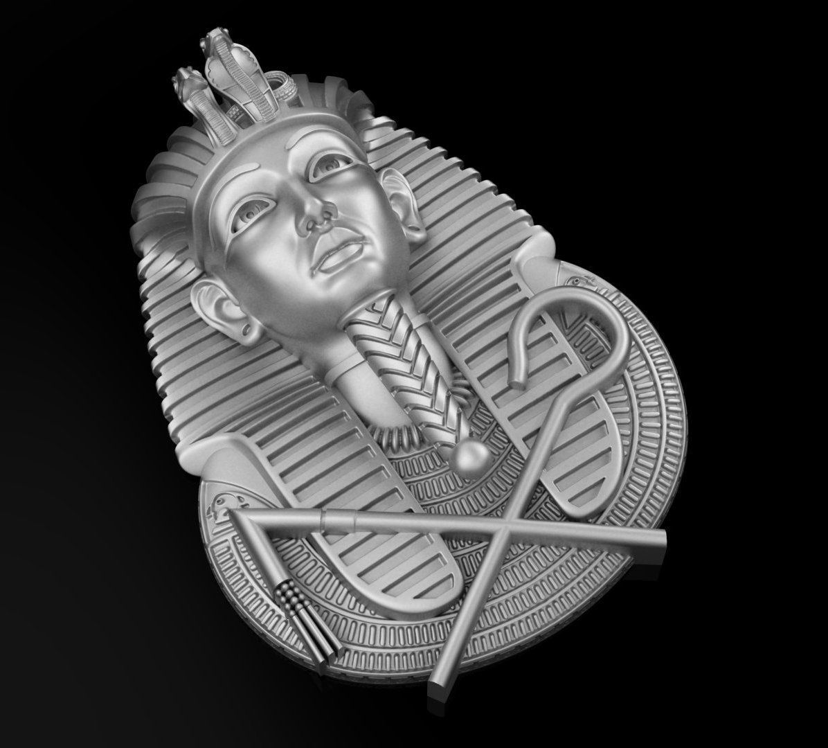 Tutankhamun  sculpture 3DM STL OBJ model for 3D printing and CNC 3D print model_1