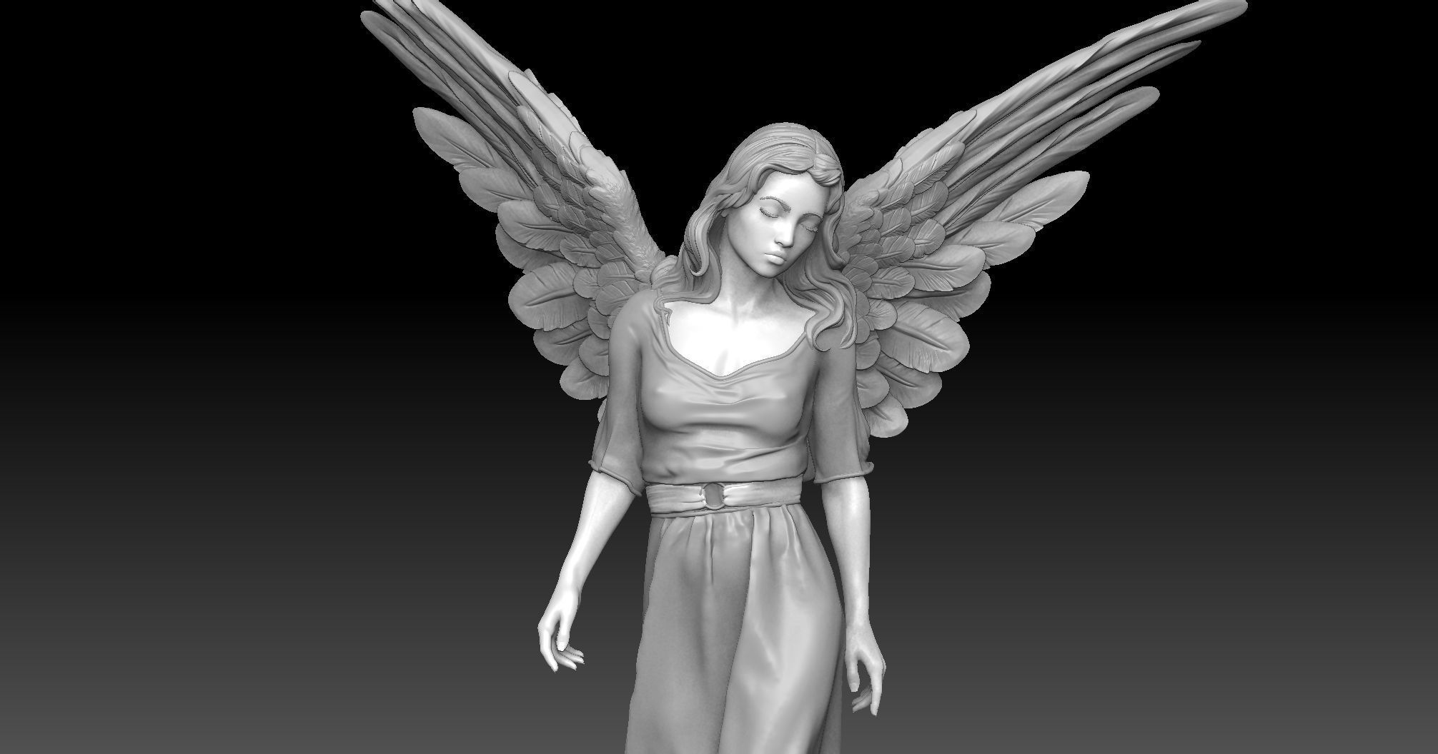 angel beautiful woman 3D print model_13