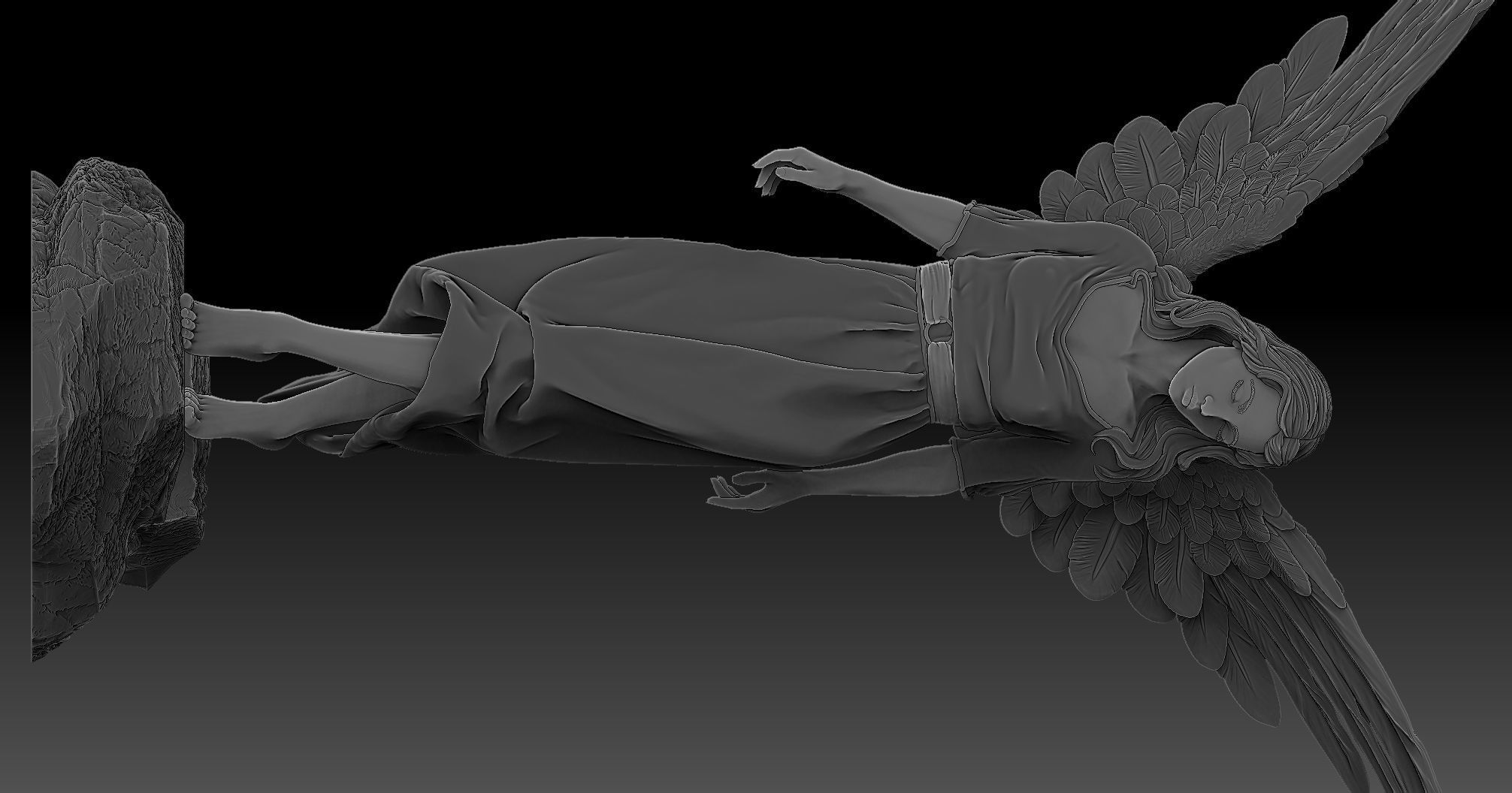 angel beautiful woman 3D print model_12