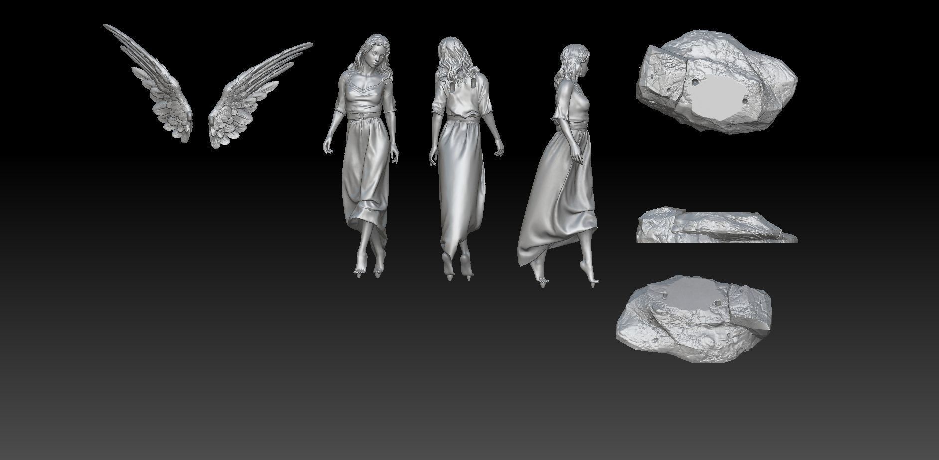 angel beautiful woman 3D print model_10