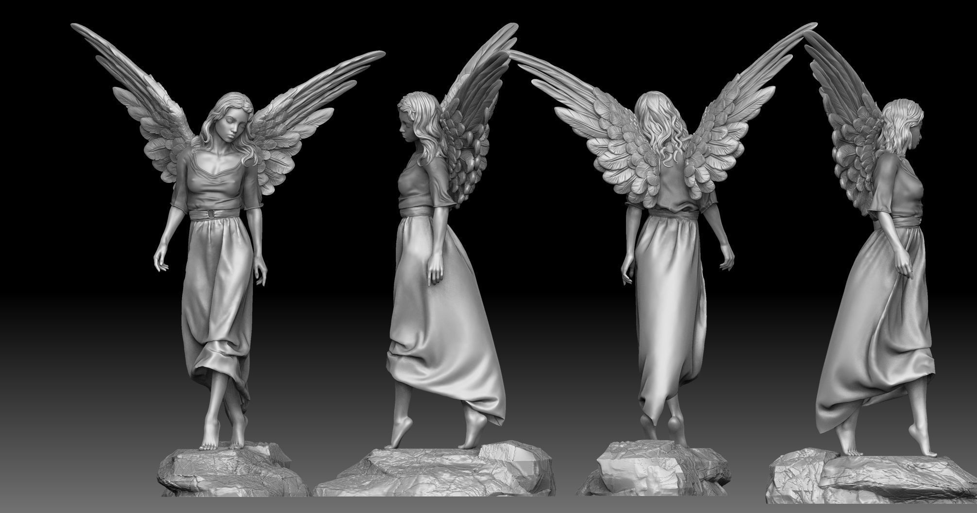 angel beautiful woman 3D print model_9