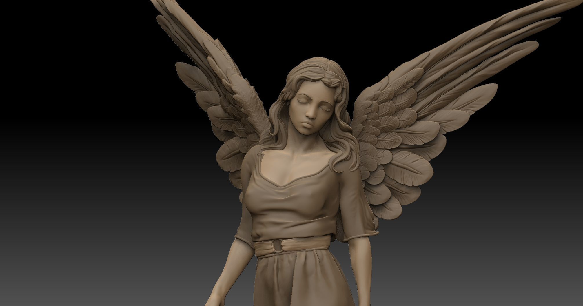 angel beautiful woman 3D print model_2