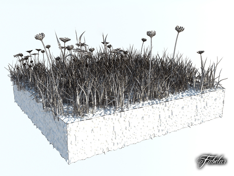 Grass patch 04 3D model_4