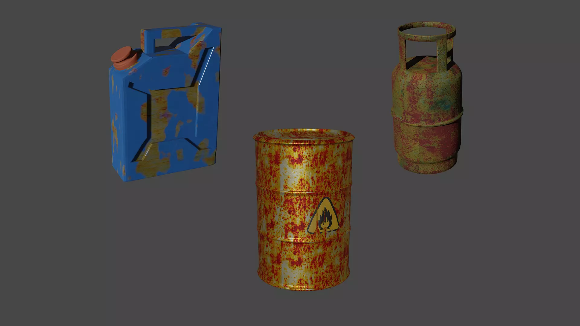 3 gases Low-poly 3D model_0