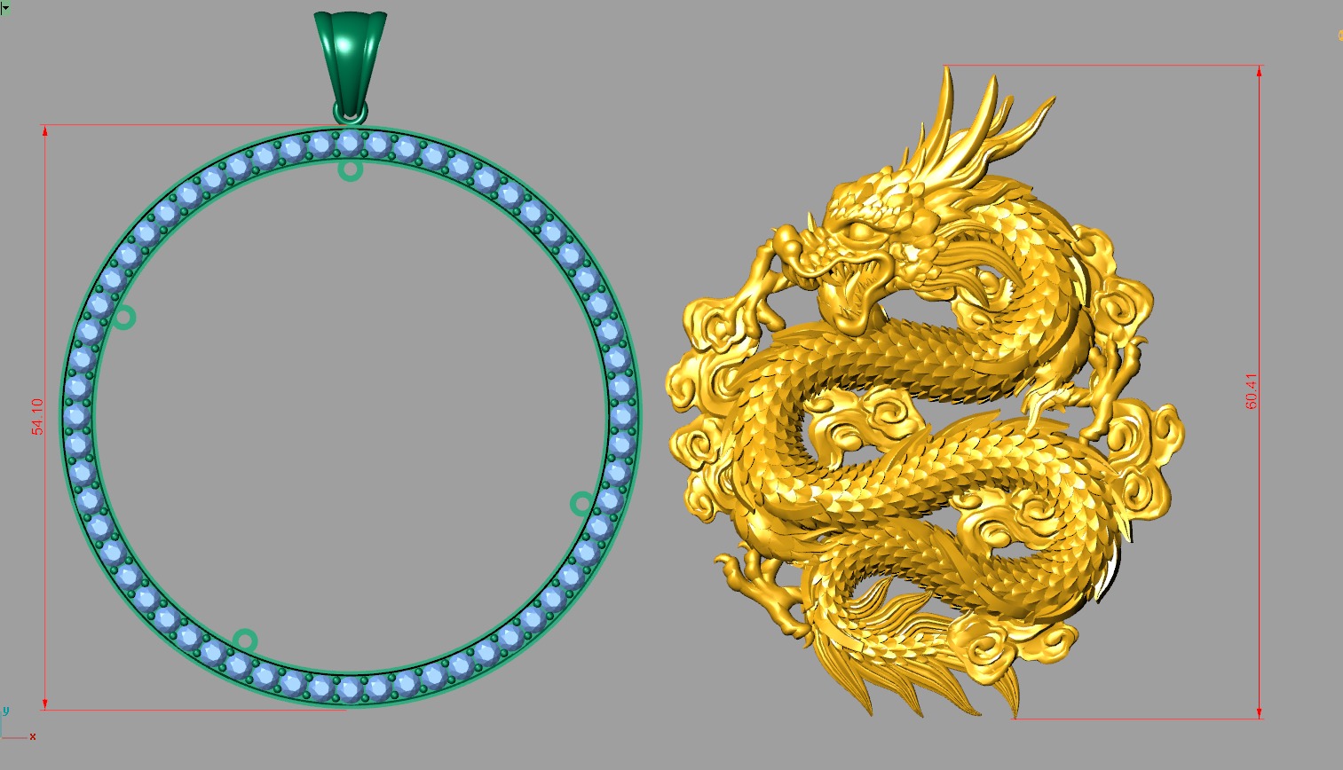 Chinese dragon pendant 3D 3D print model_2