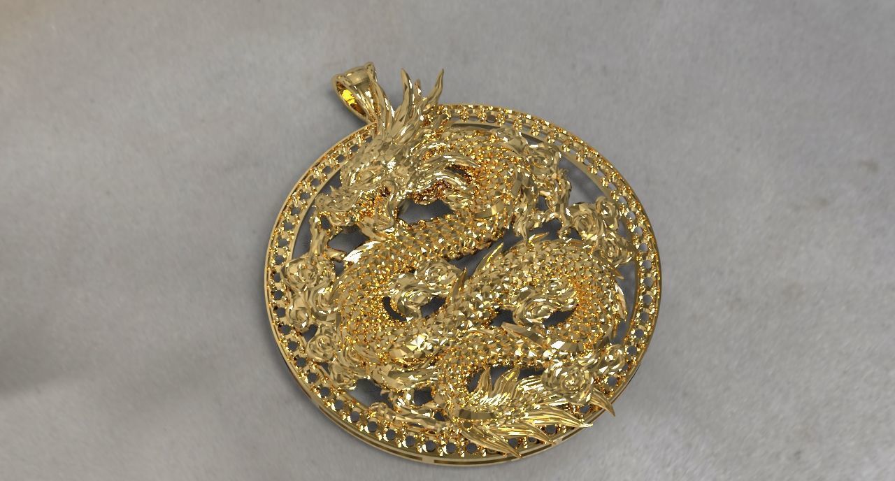 Chinese dragon pendant 3D 3D print model_5