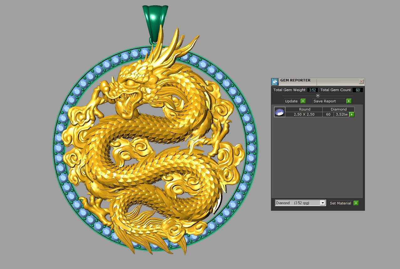Chinese dragon pendant 3D 3D print model_3