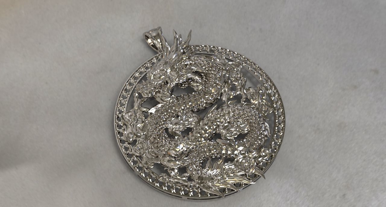 Chinese dragon pendant 3D 3D print model_6