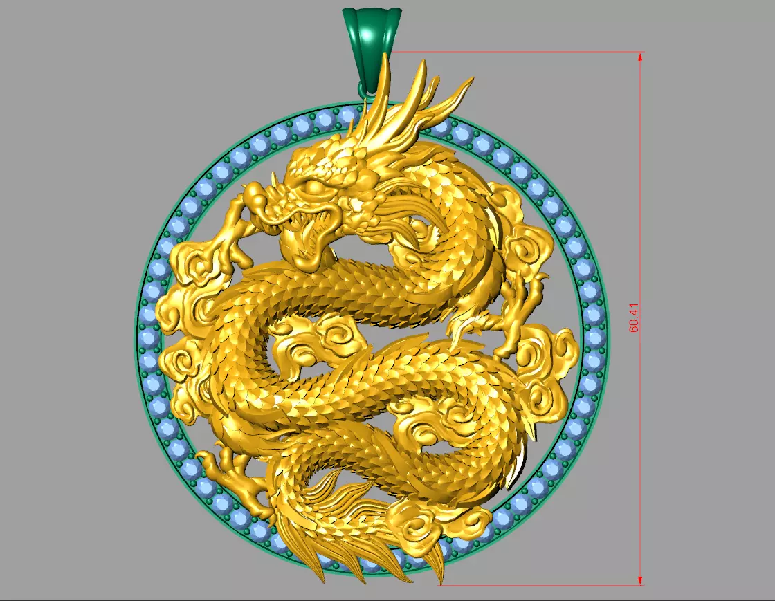 Chinese dragon pendant 3D 3D print model_0