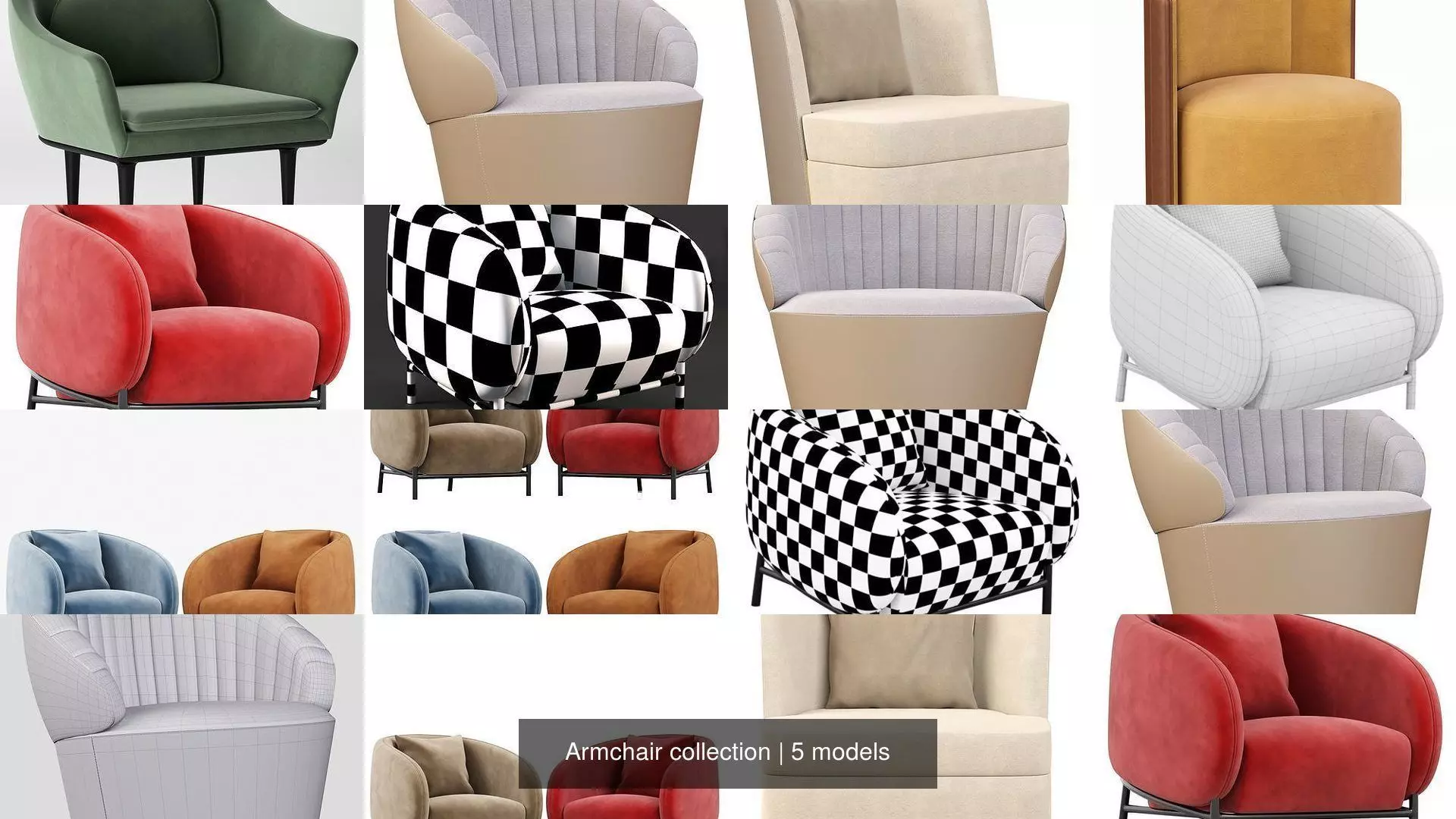 Armchair collection 3D Model Pack