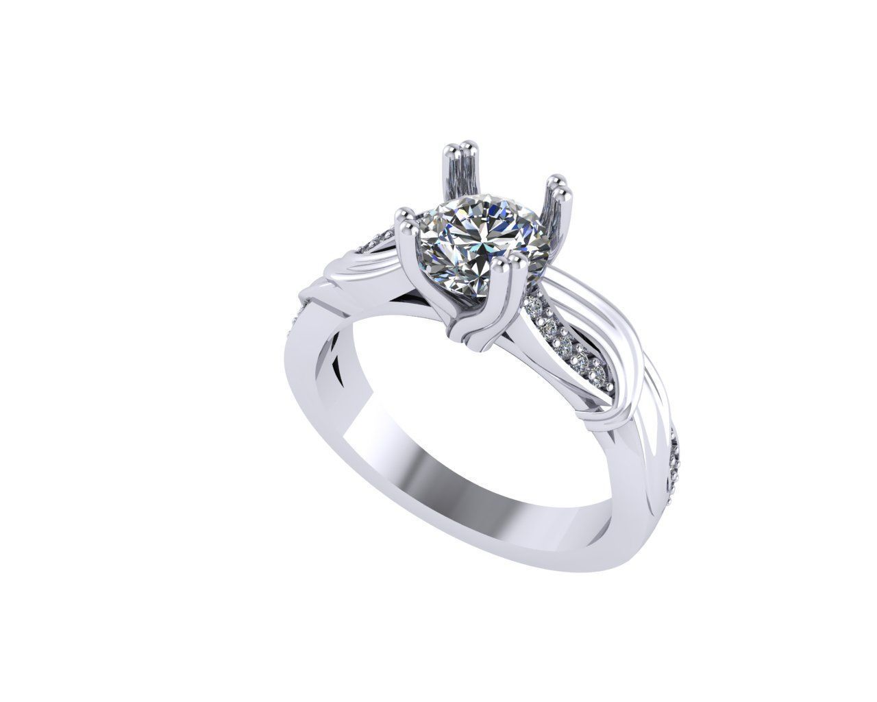 Women diamond ring 3d render 3D print model_2