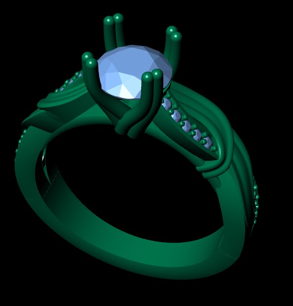 Women diamond ring 3d render 3D print model_8