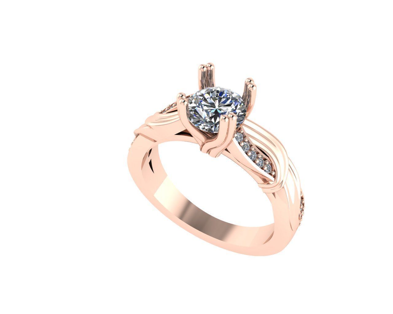 Women diamond ring 3d render 3D print model_1