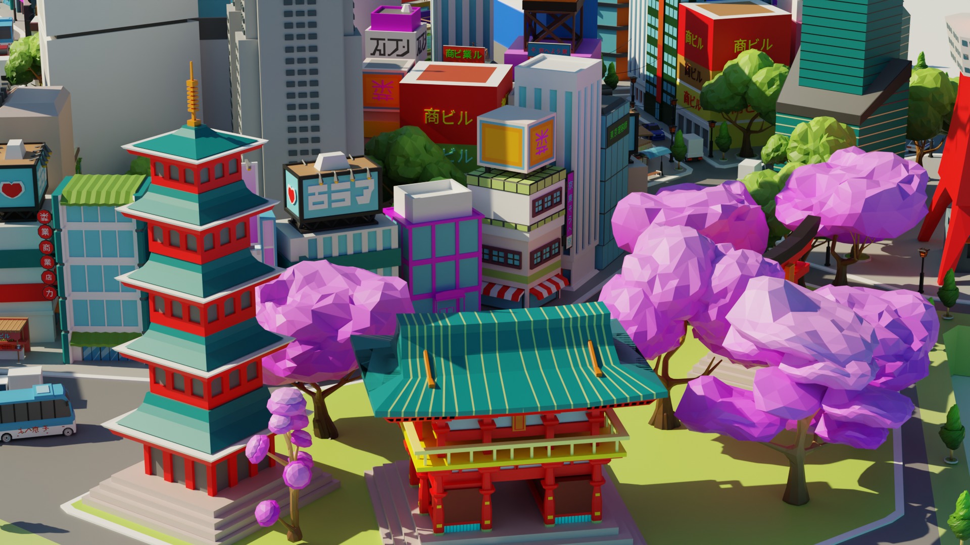 Low Poly Tokyo Japan City Low-poly 3D model_24