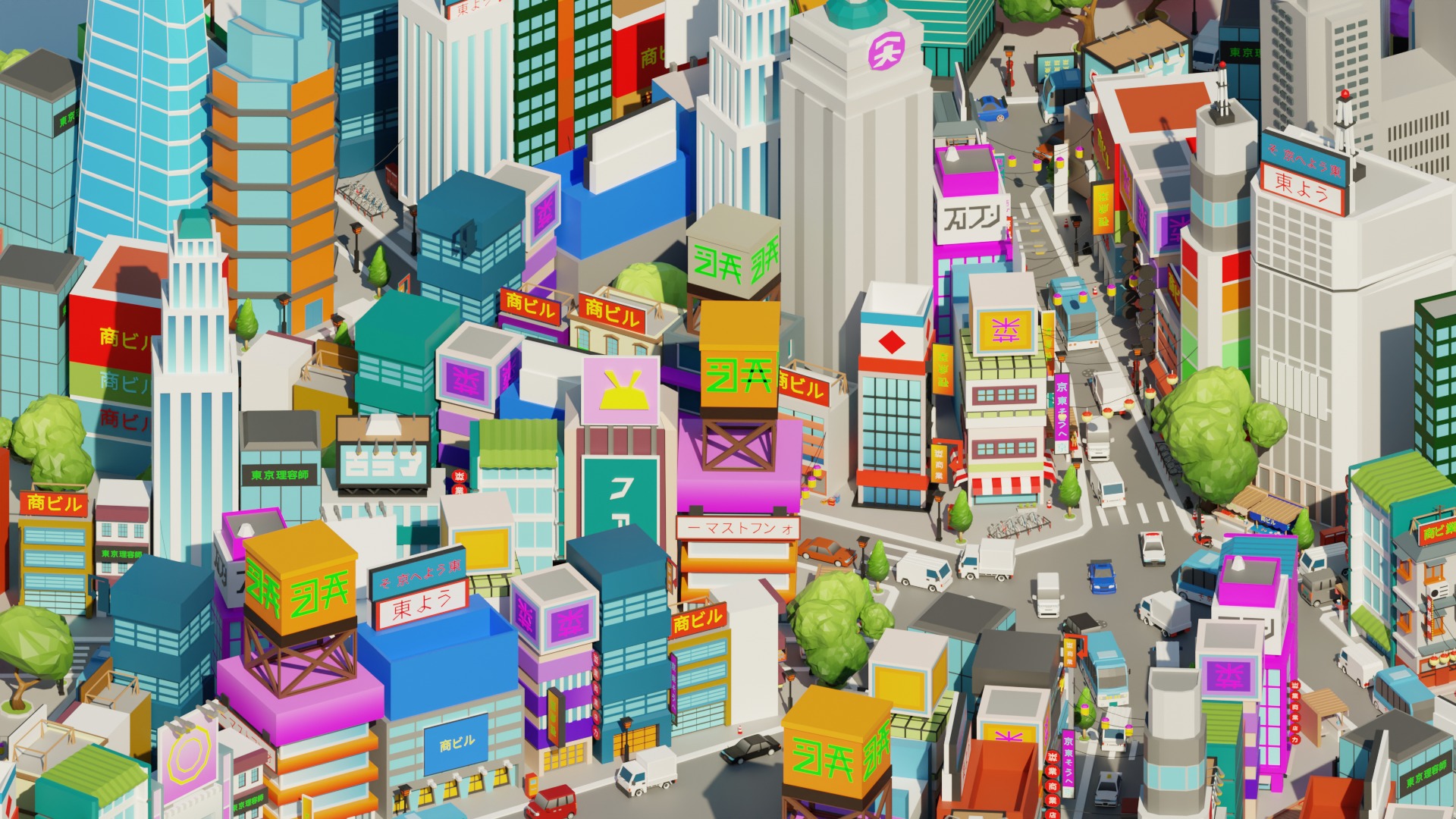 Low Poly Tokyo Japan City Low-poly 3D model_14