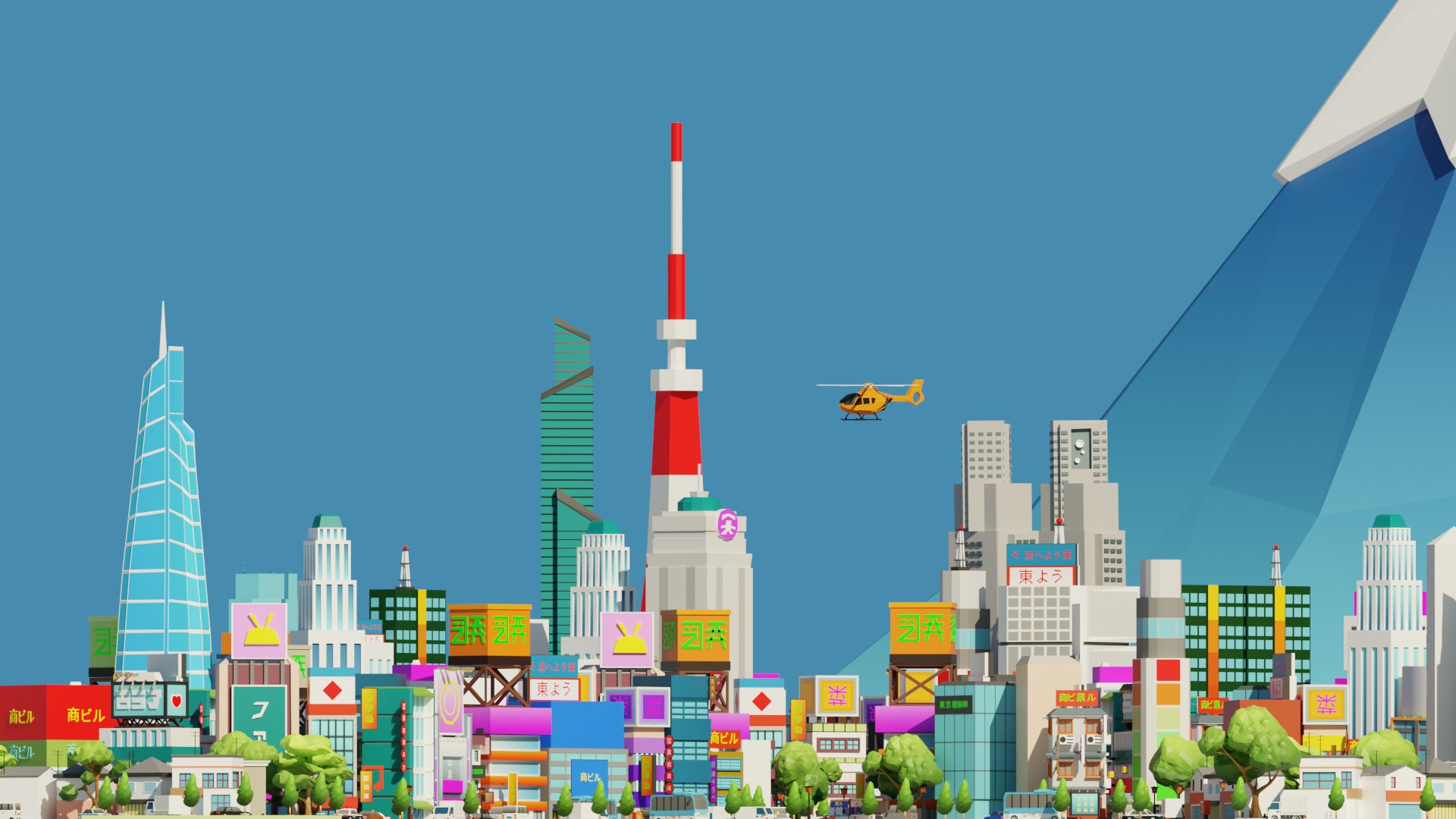 Low Poly Tokyo Japan City Low-poly 3D model_11