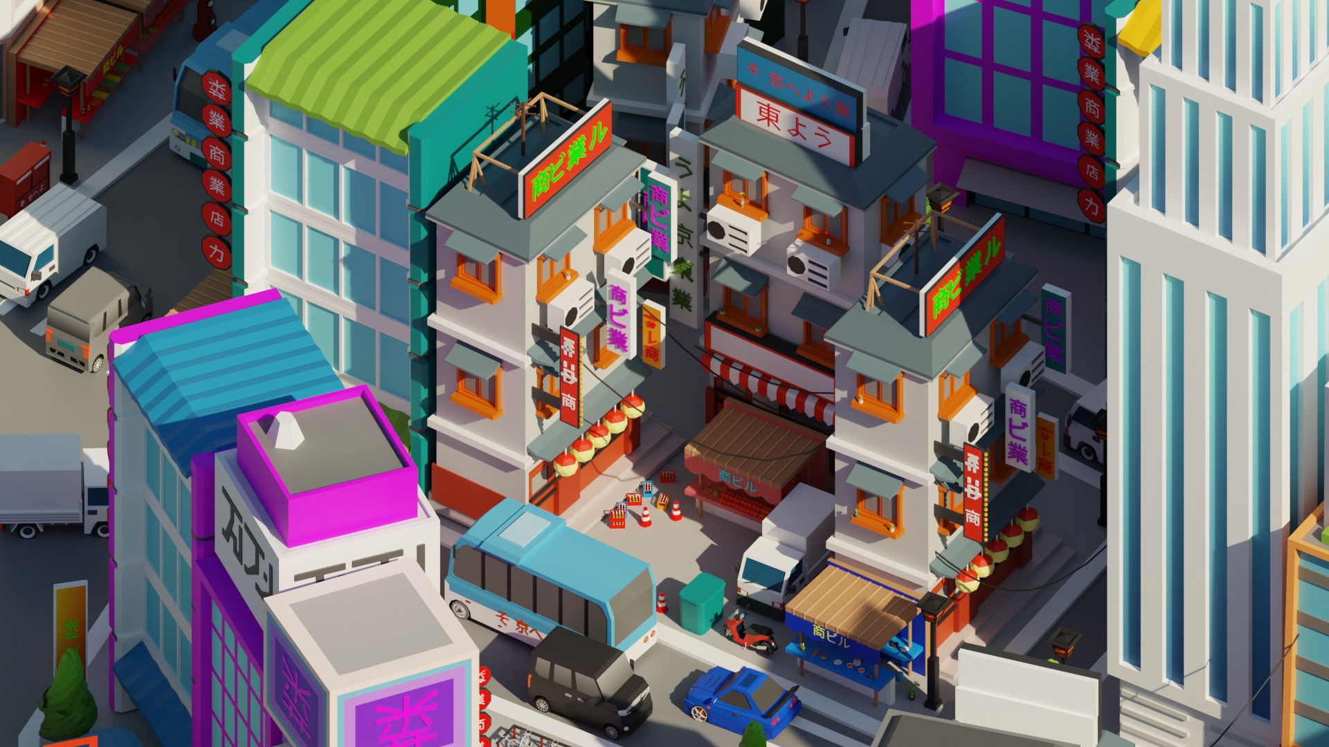 Low Poly Tokyo Japan City Low-poly 3D model_5