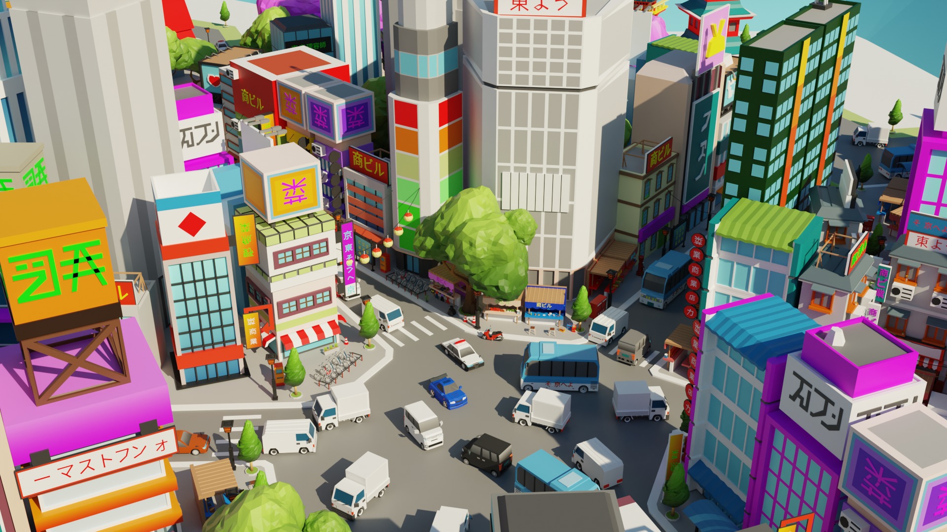 Low Poly Tokyo Japan City Low-poly 3D model_23