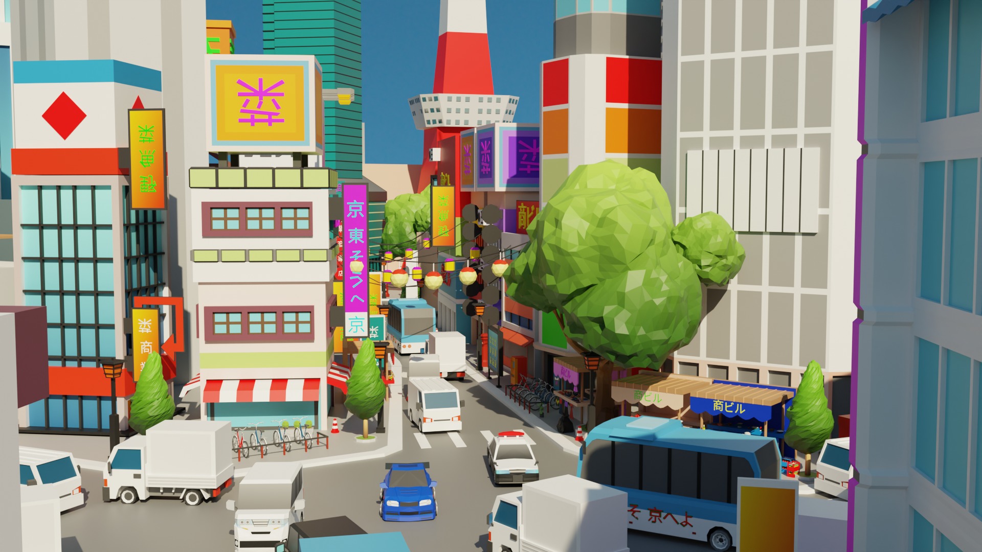 Low Poly Tokyo Japan City Low-poly 3D model_21