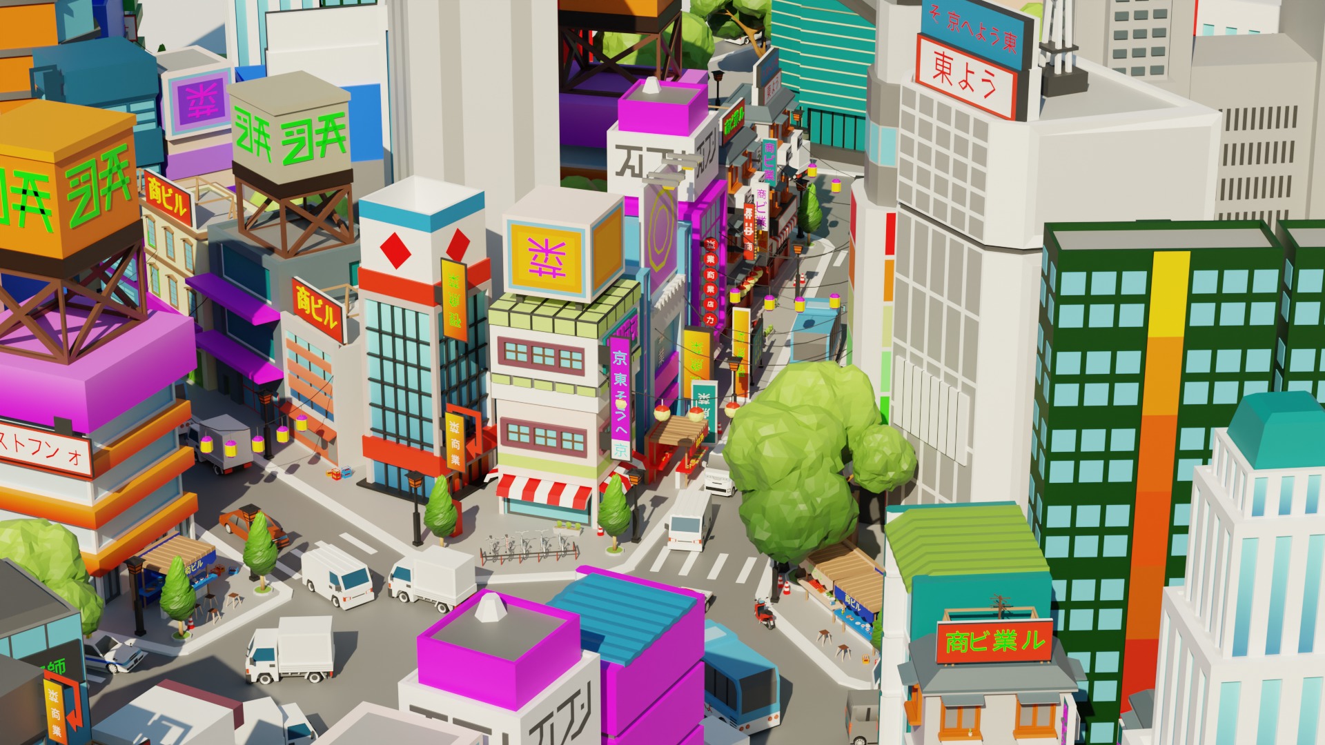 Low Poly Tokyo Japan City Low-poly 3D model_20