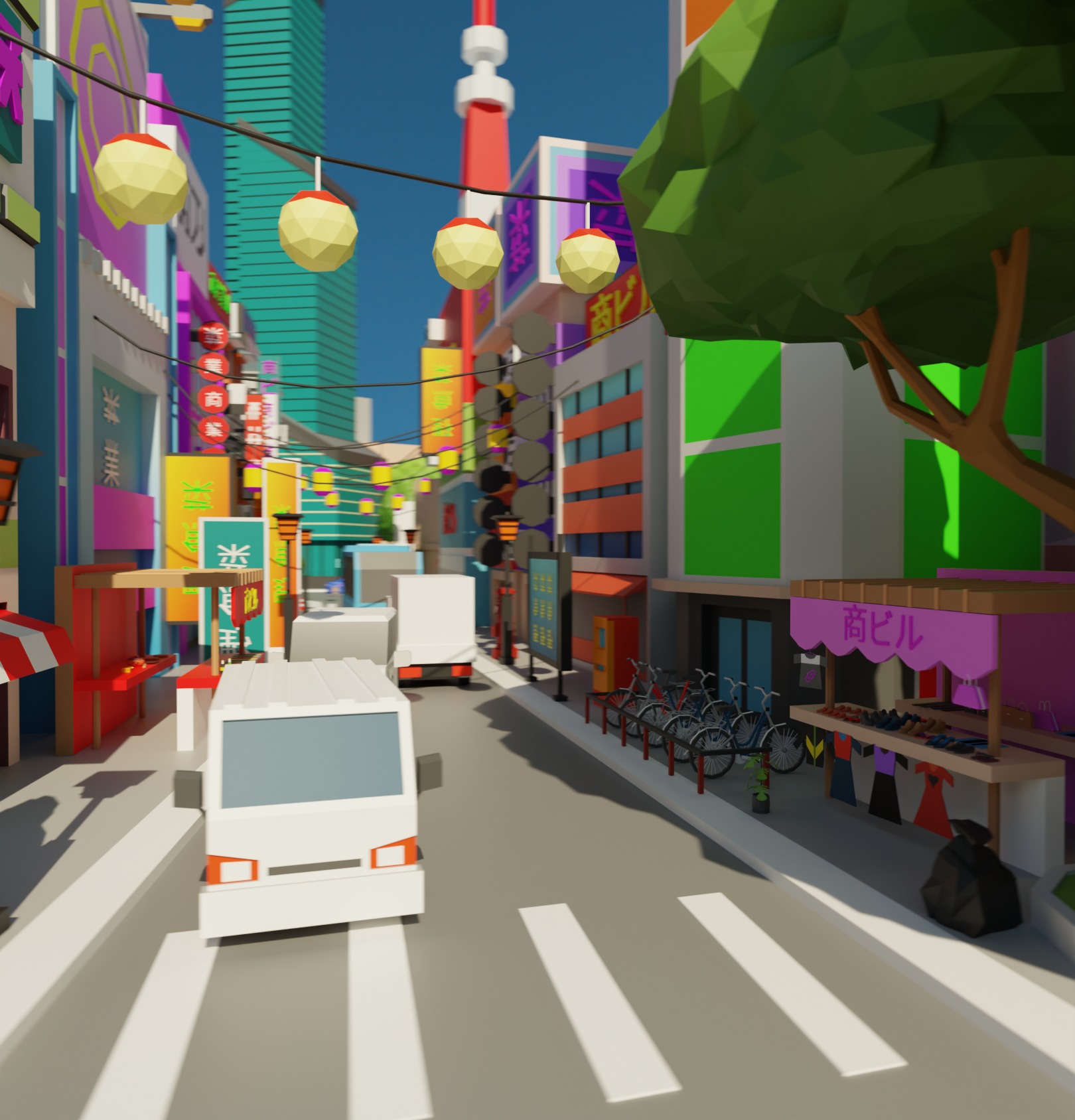 Low Poly Tokyo Japan City Low-poly 3D model_8
