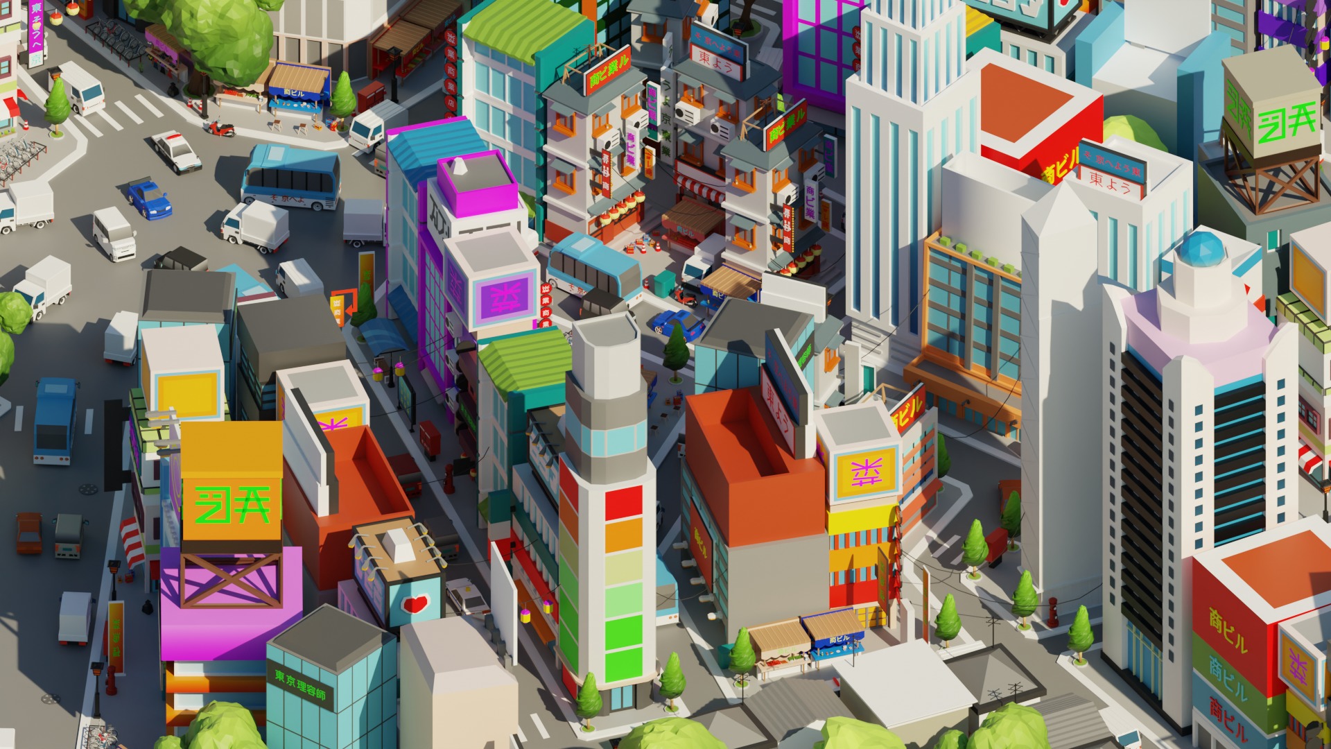 Low Poly Tokyo Japan City Low-poly 3D model_13
