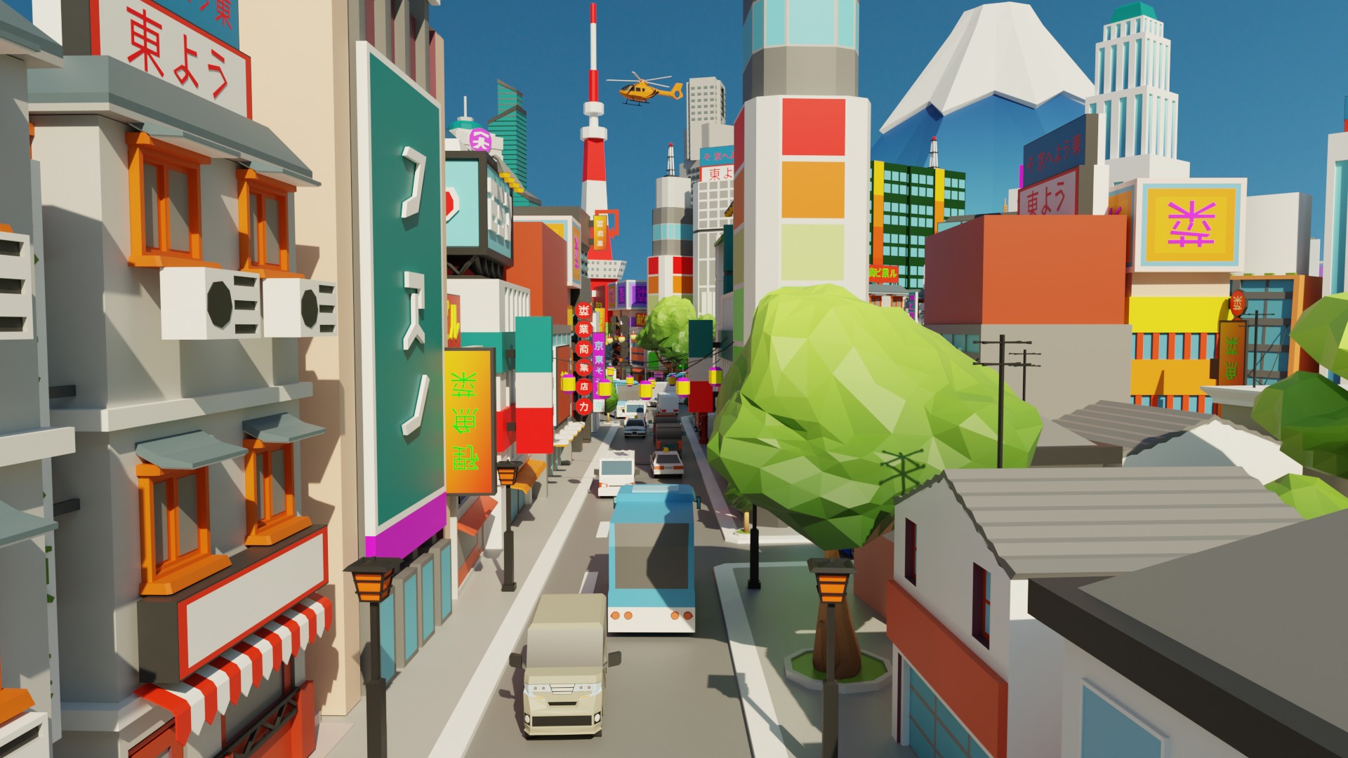Low Poly Tokyo Japan City Low-poly 3D model_7