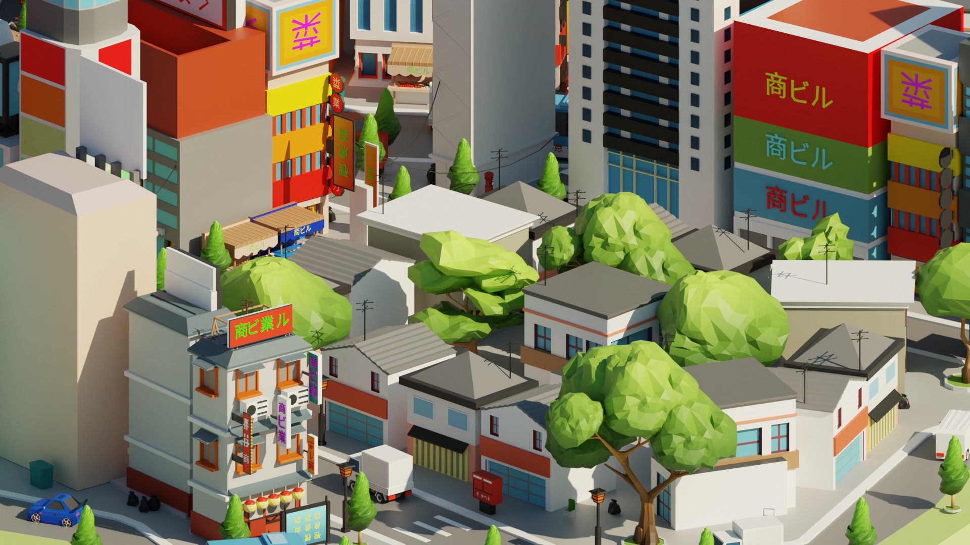 Low Poly Tokyo Japan City Low-poly 3D model_12