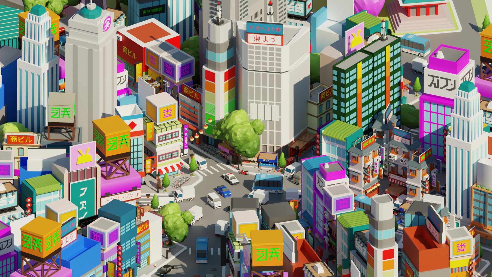 Low Poly Tokyo Japan City Low-poly 3D model_4