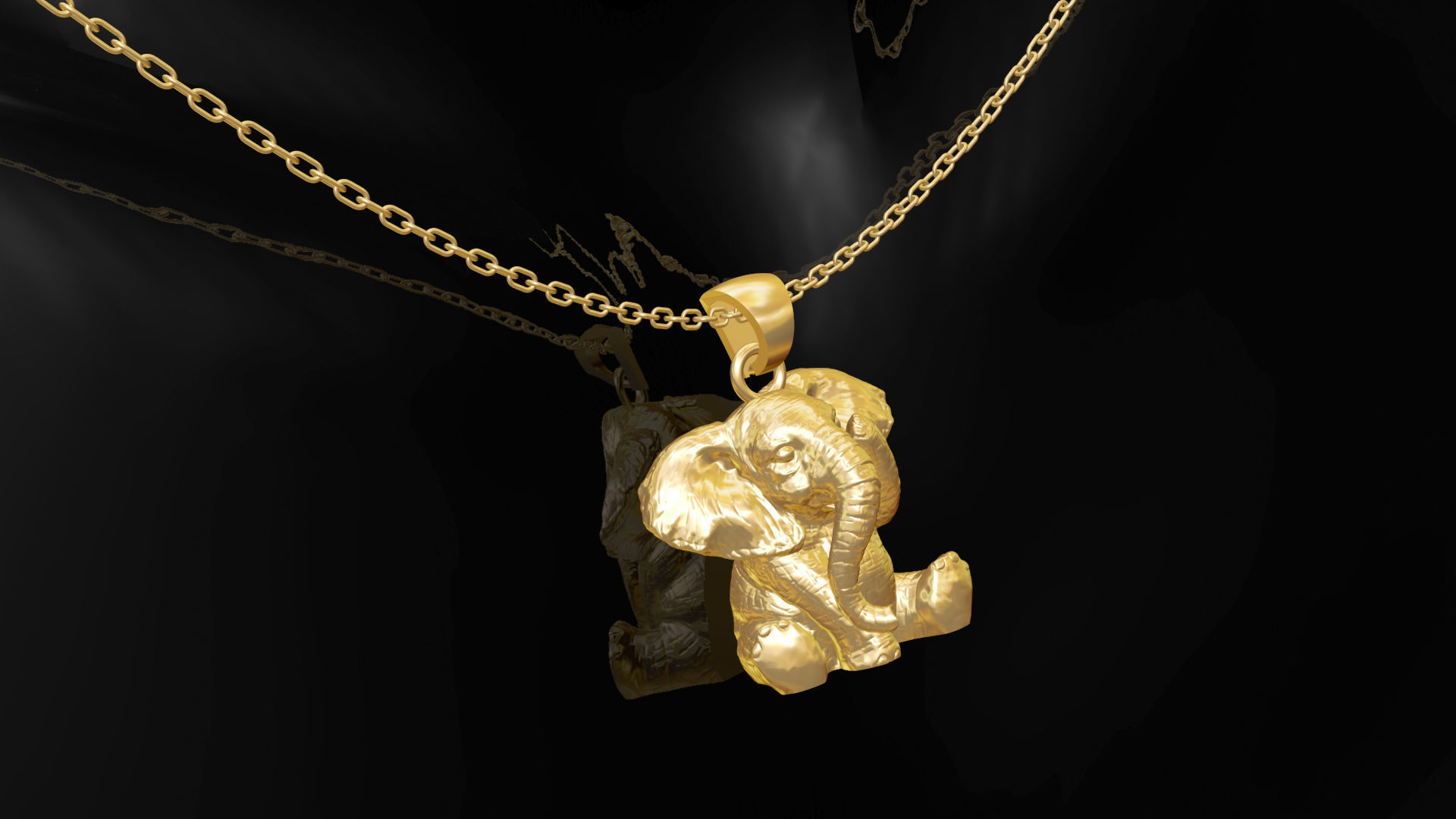 Elephants crying pendant jewelry gold 3D print model_3