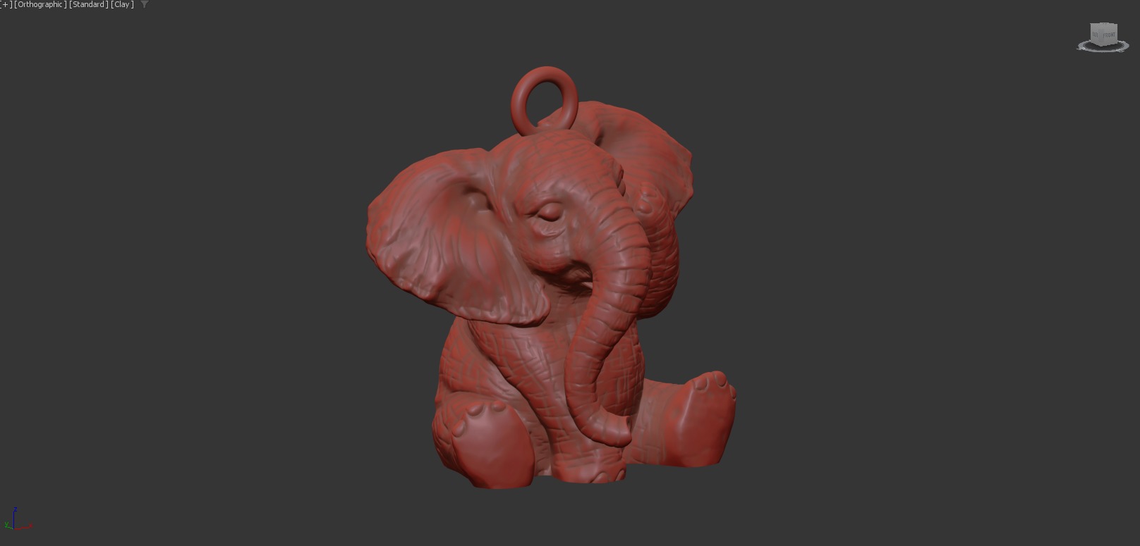 Elephants crying pendant jewelry gold 3D print model_6