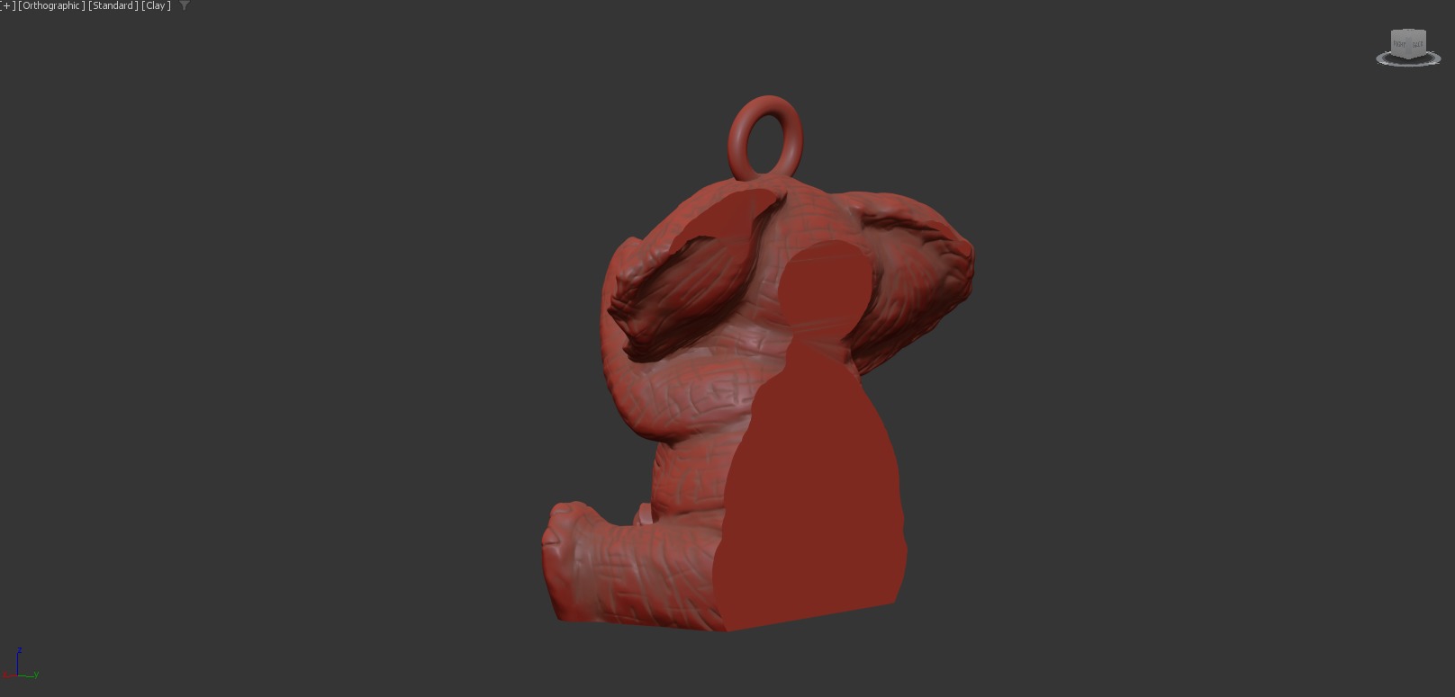 Elephants crying pendant jewelry gold 3D print model_7