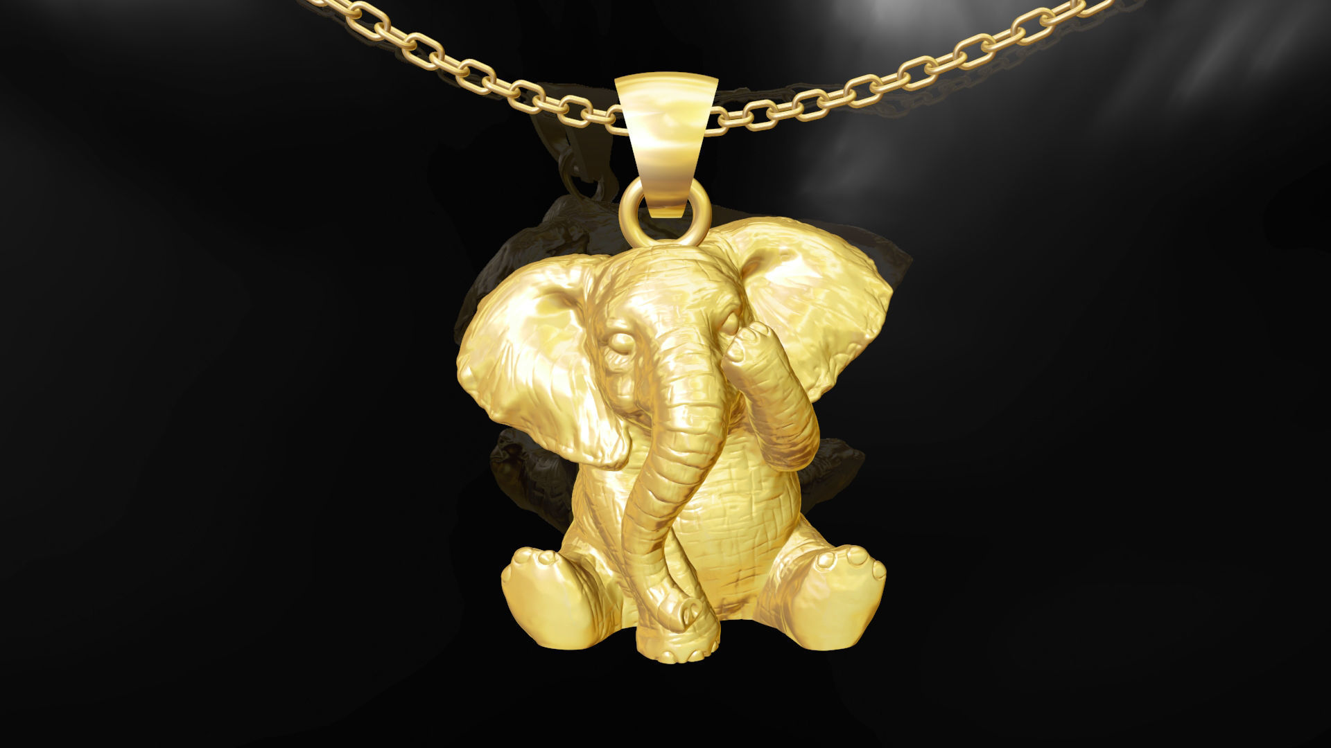 Elephants crying pendant jewelry gold 3D print model_1