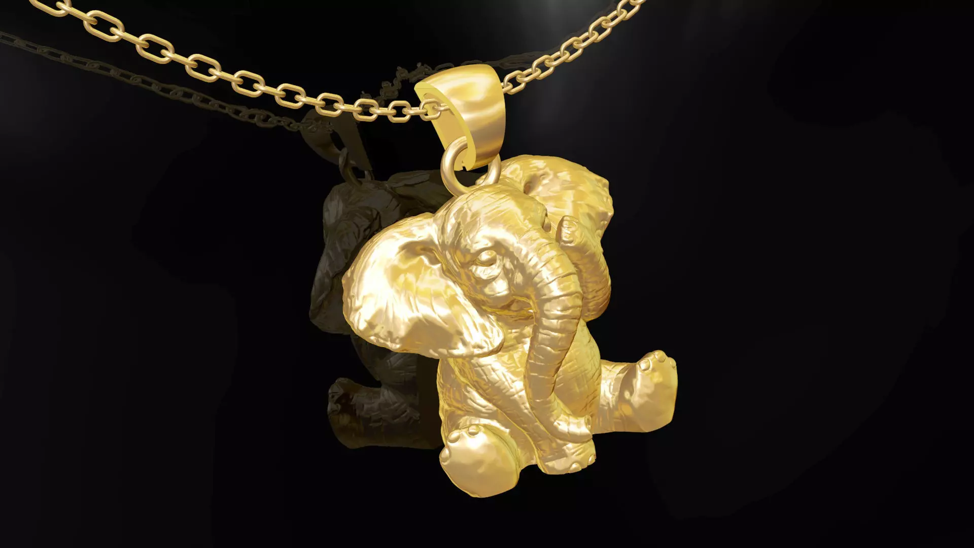 Elephants crying pendant jewelry gold 3D print model_0
