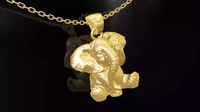 Elephants crying pendant jewelry gold 3D print model