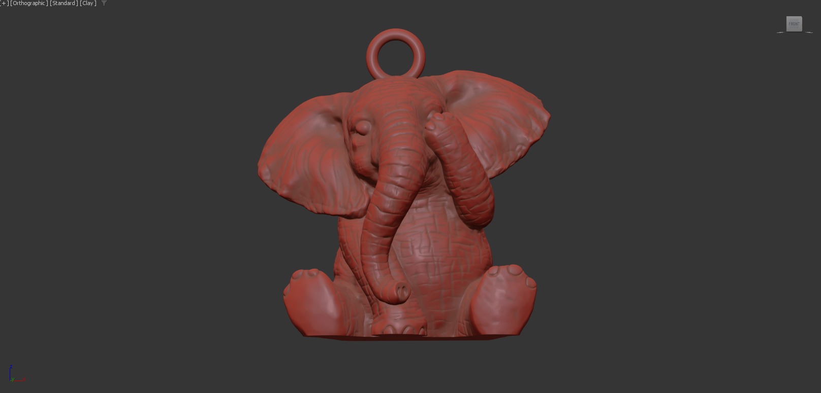 Elephants crying pendant jewelry gold 3D print model_8