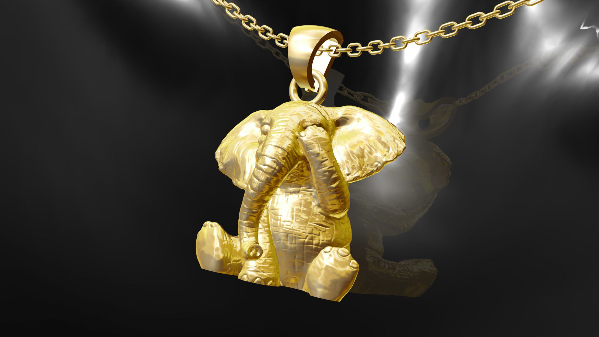 Elephants crying pendant jewelry gold 3D print model_2