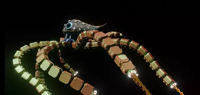 Mechanical Octopus 3D Model  Rigged and Textured 3D model