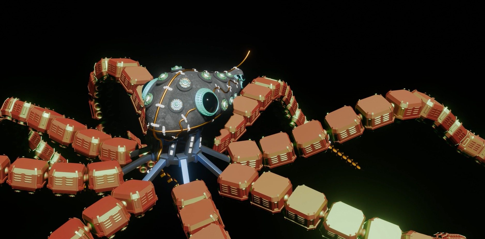 Mechanical Octopus 3D Model Rigged and Textured 3D model_1