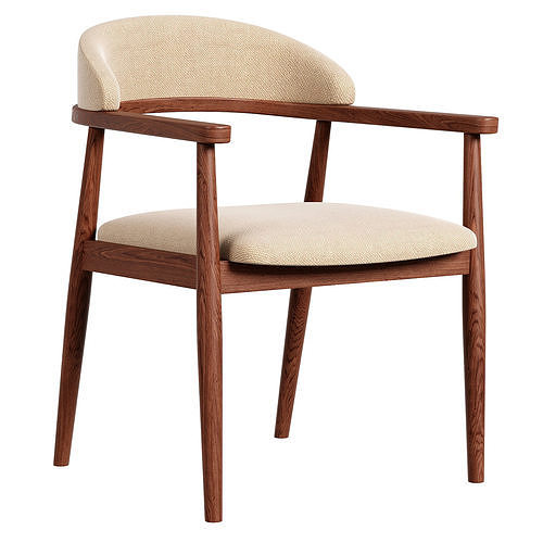 Modrest Cohen Walnut Dining Chair 3D model