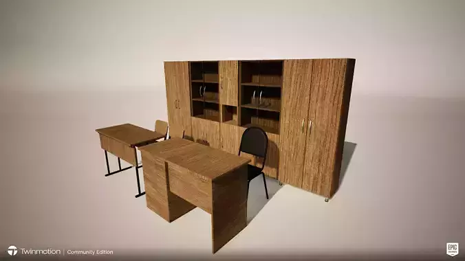 Office Furniture Set 3D Model with High-Quality Topology