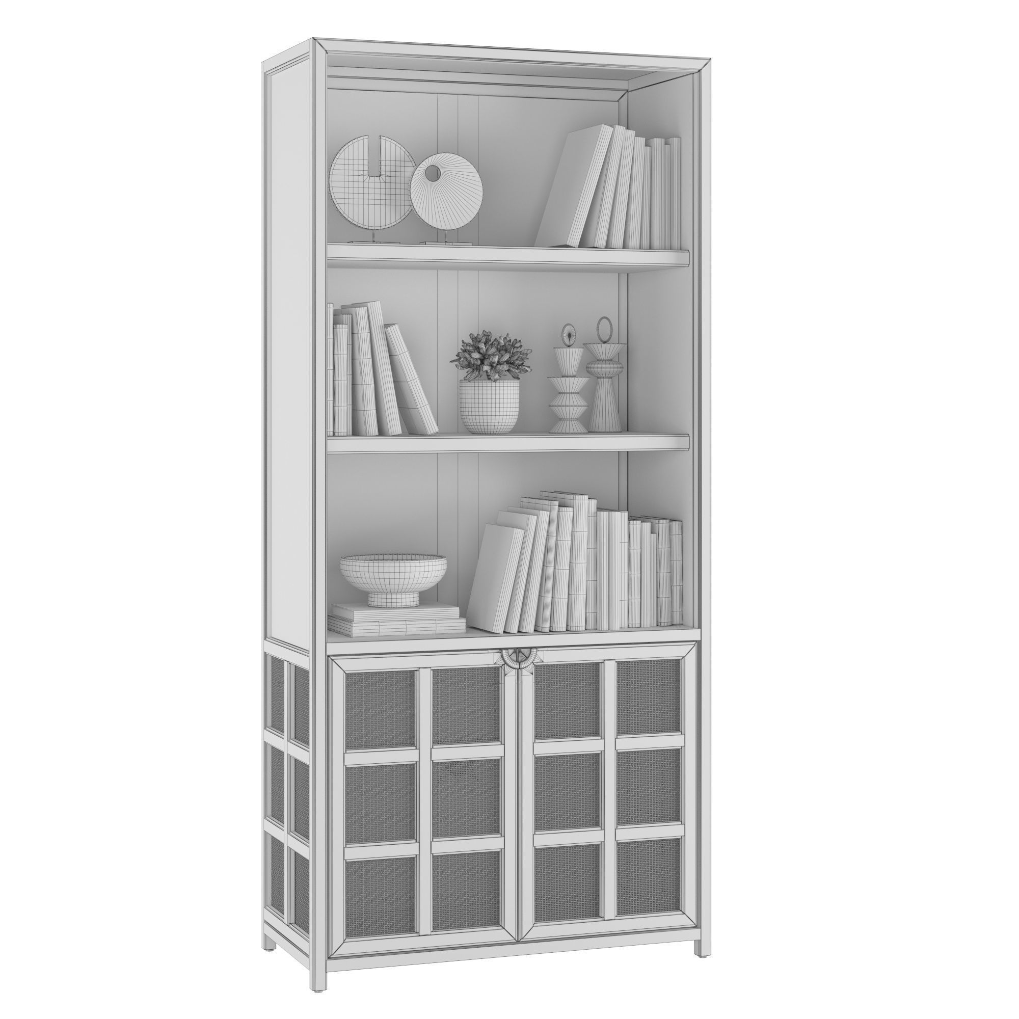 Campagna 3-Shelf Storage Bookcase Cabinet 3D model_3