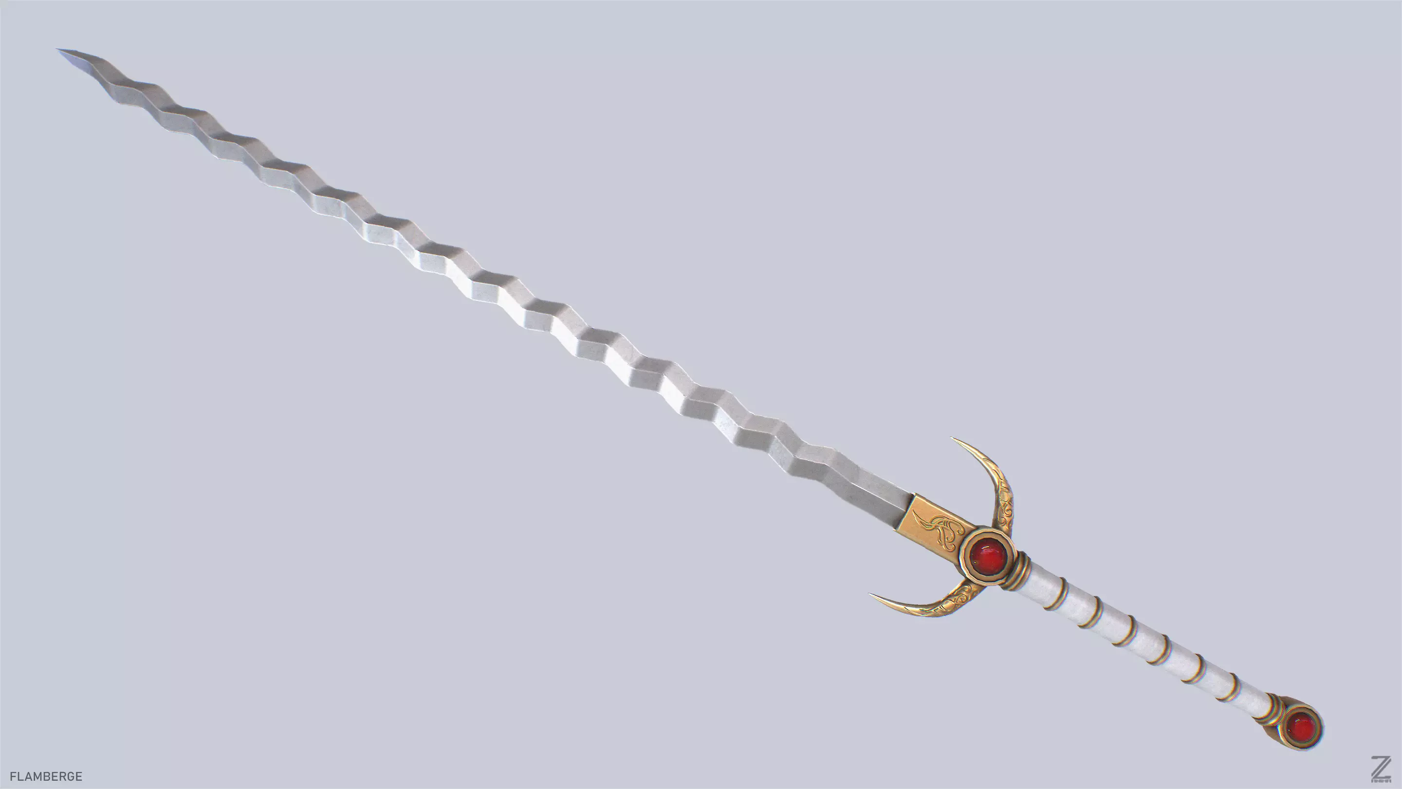 Flamberge Low-poly 3D model_0