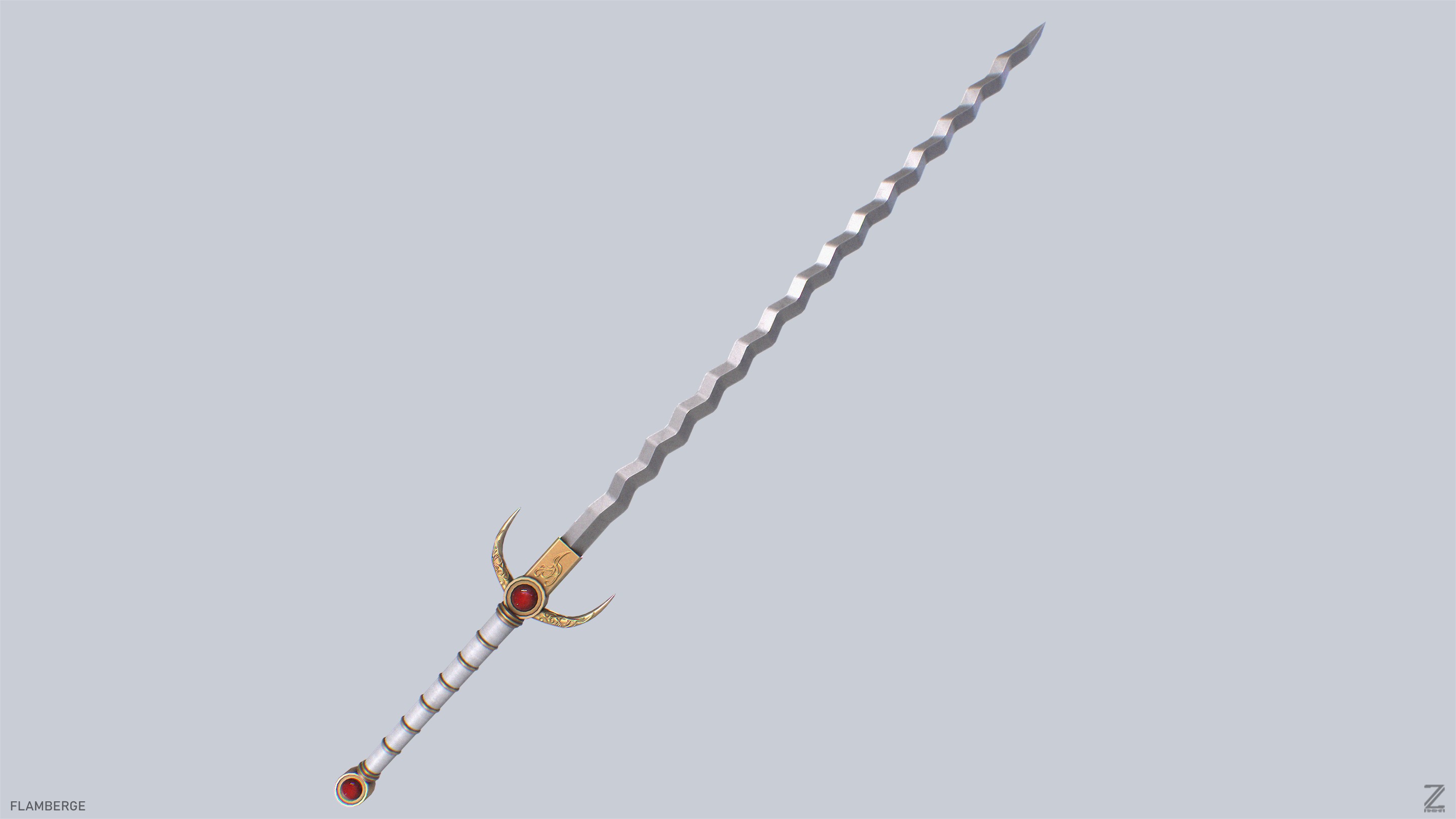 Flamberge Low-poly 3D model_4