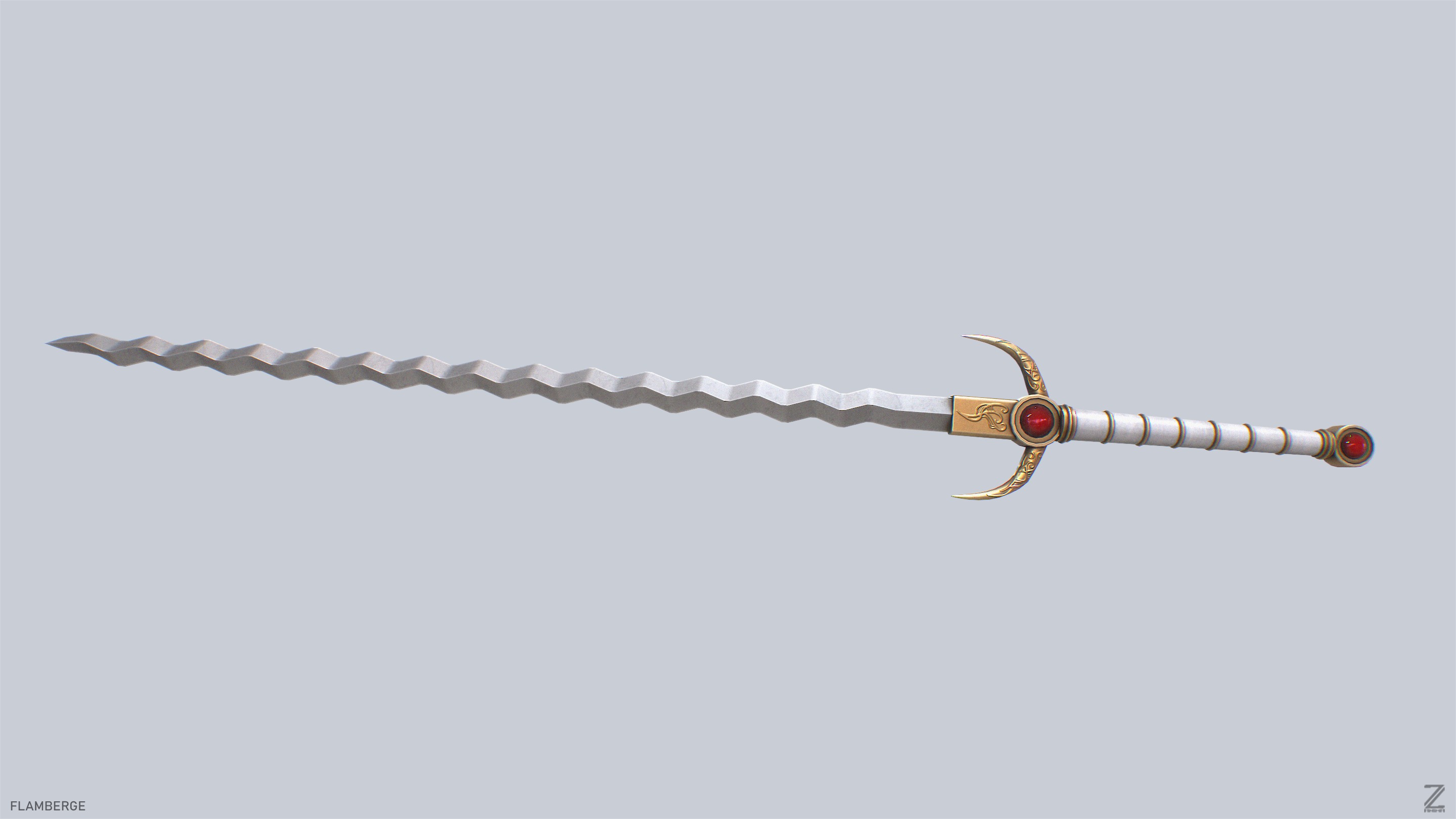 Flamberge Low-poly 3D model_7