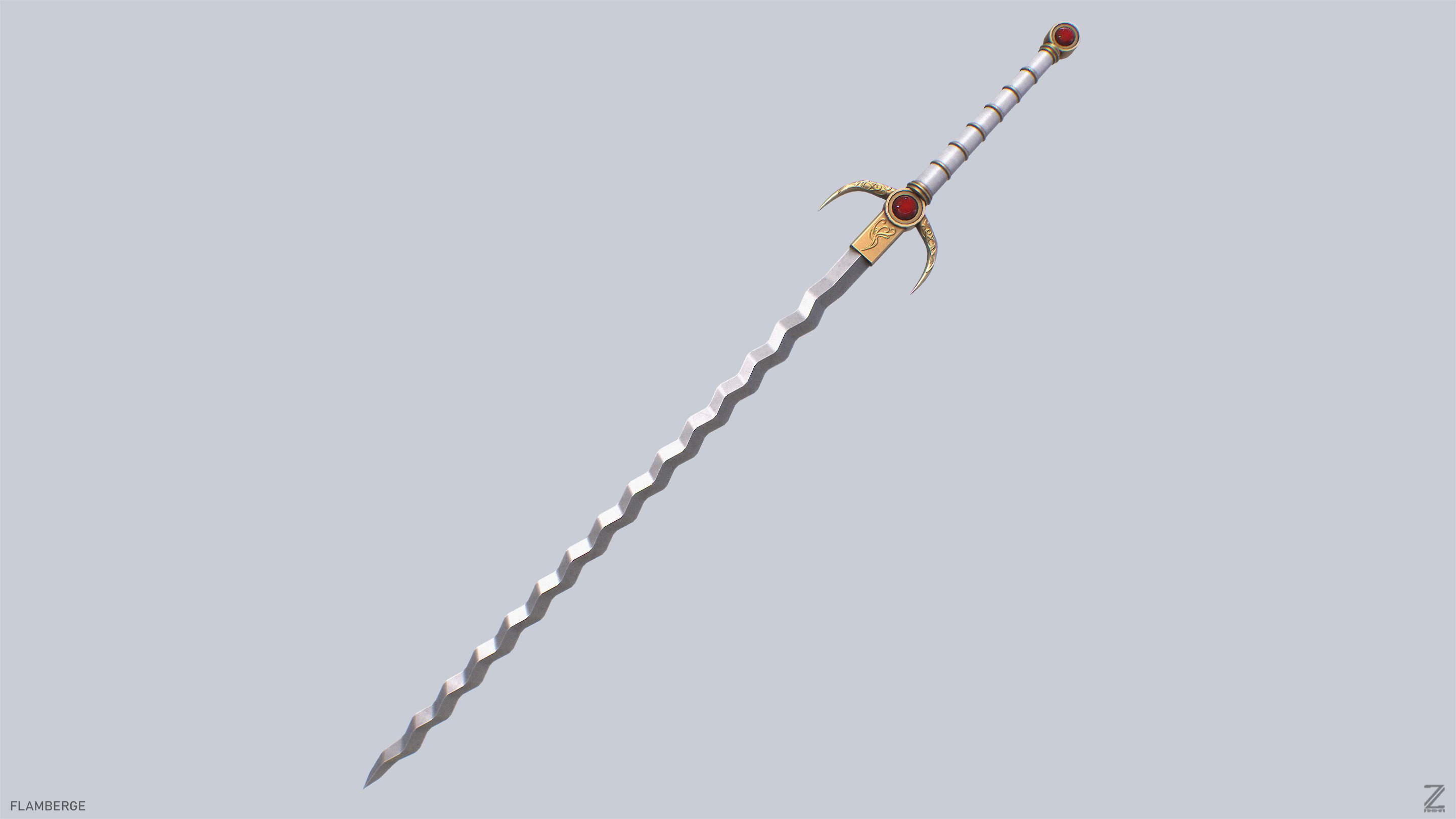 Flamberge Low-poly 3D model_6