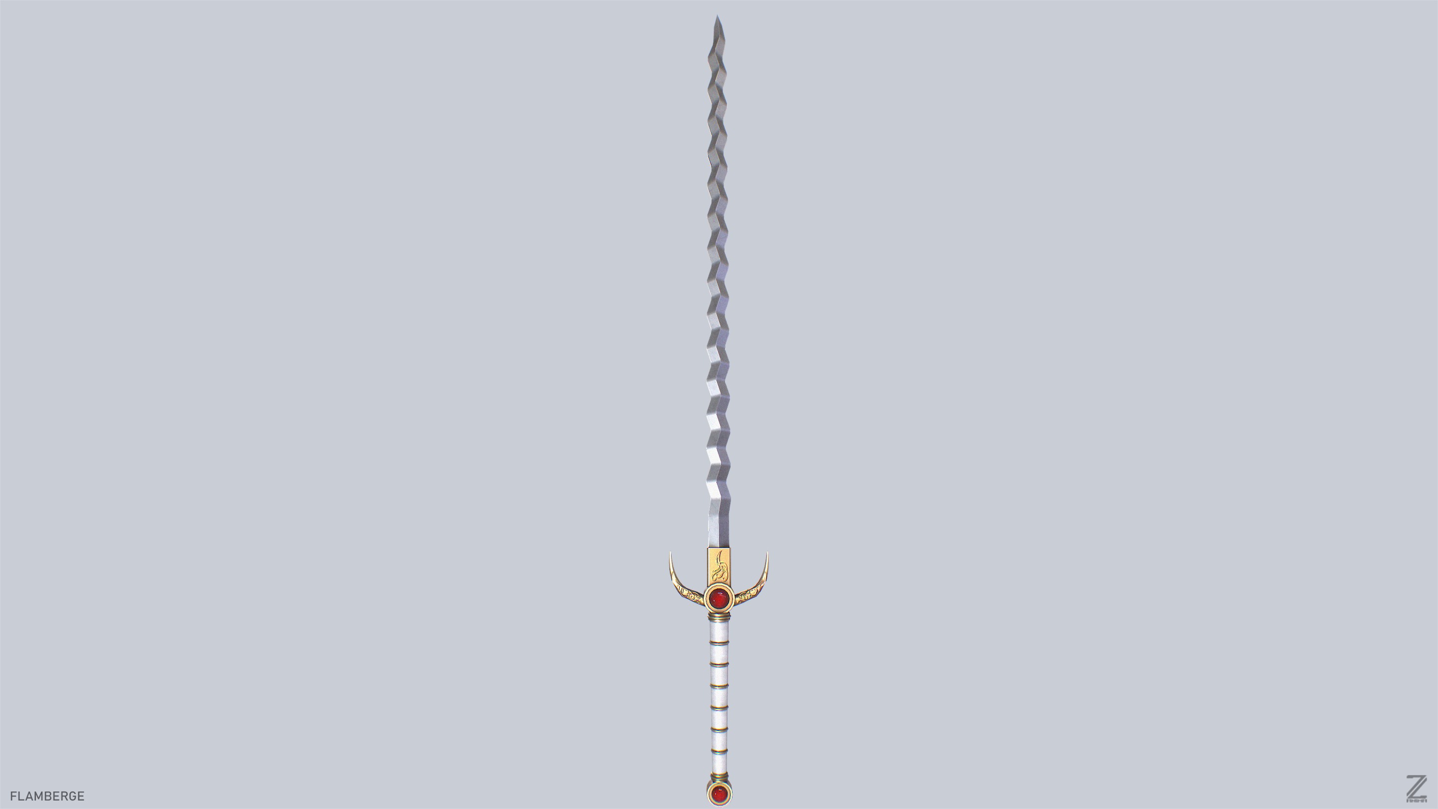 Flamberge Low-poly 3D model_2