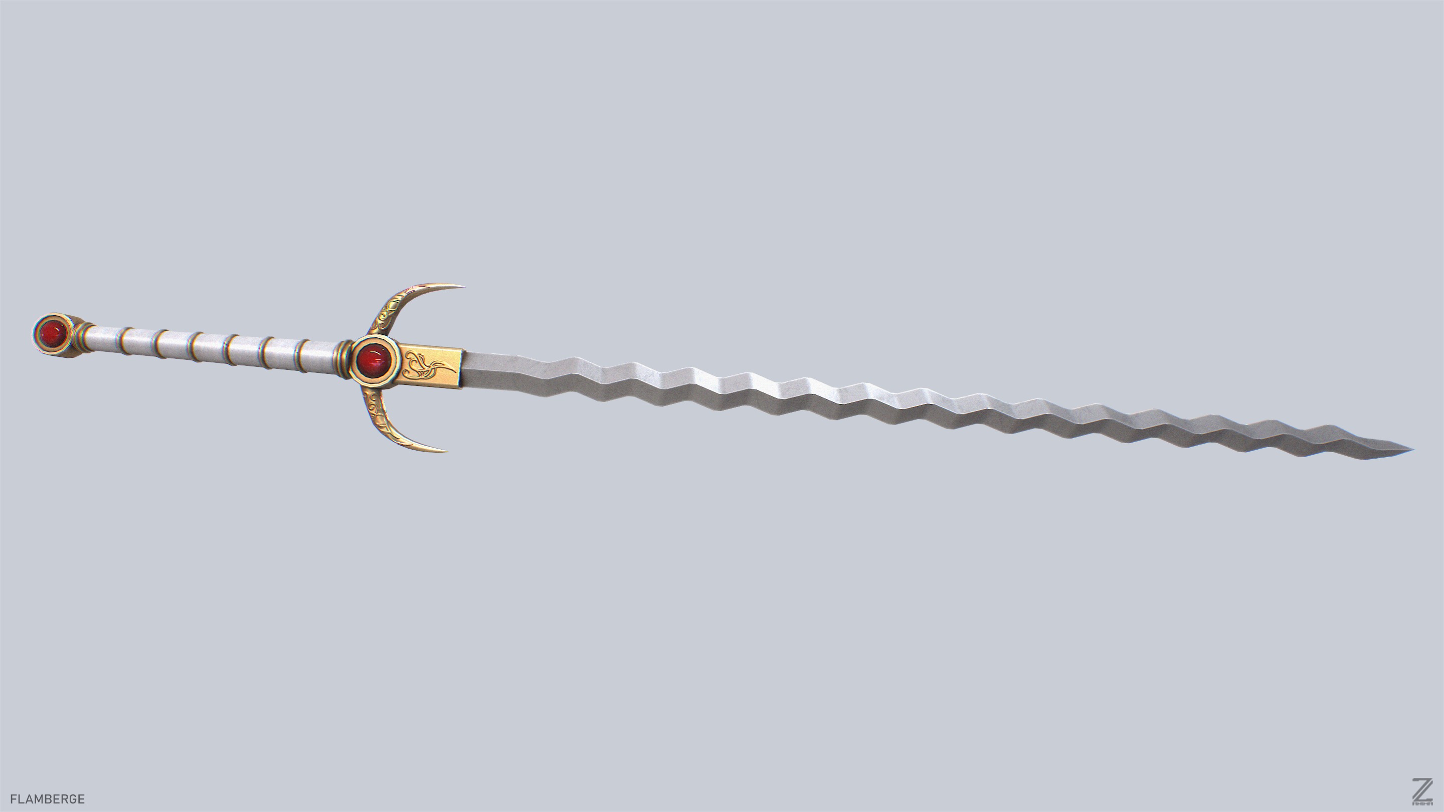 Flamberge Low-poly 3D model_5