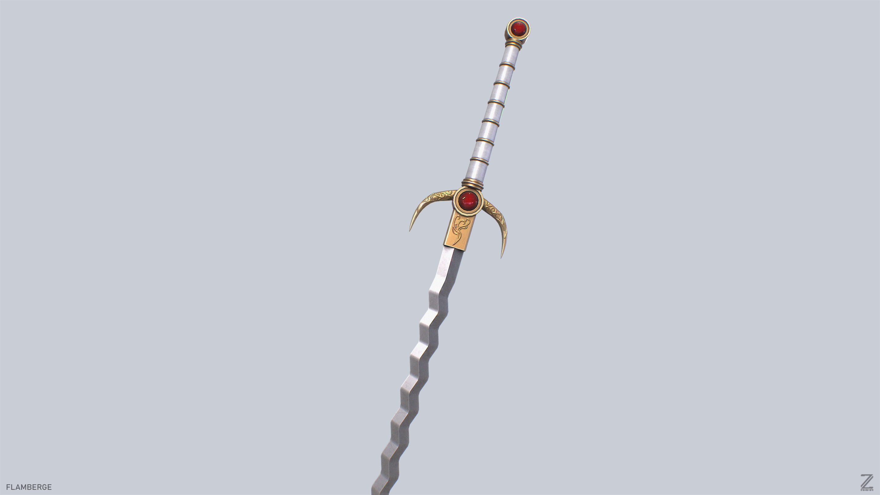 Flamberge Low-poly 3D model_8